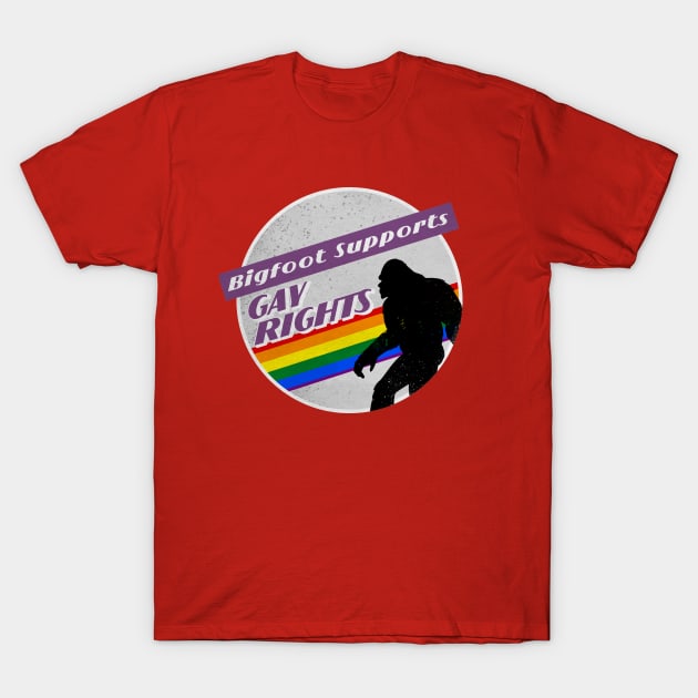 Gay Pride Bigfoot T-Shirt by creepvrs